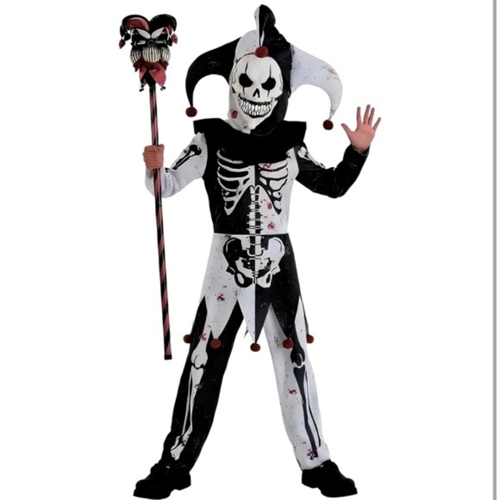 MENACING JESTER  Halloween clown costume set child medium 8-10